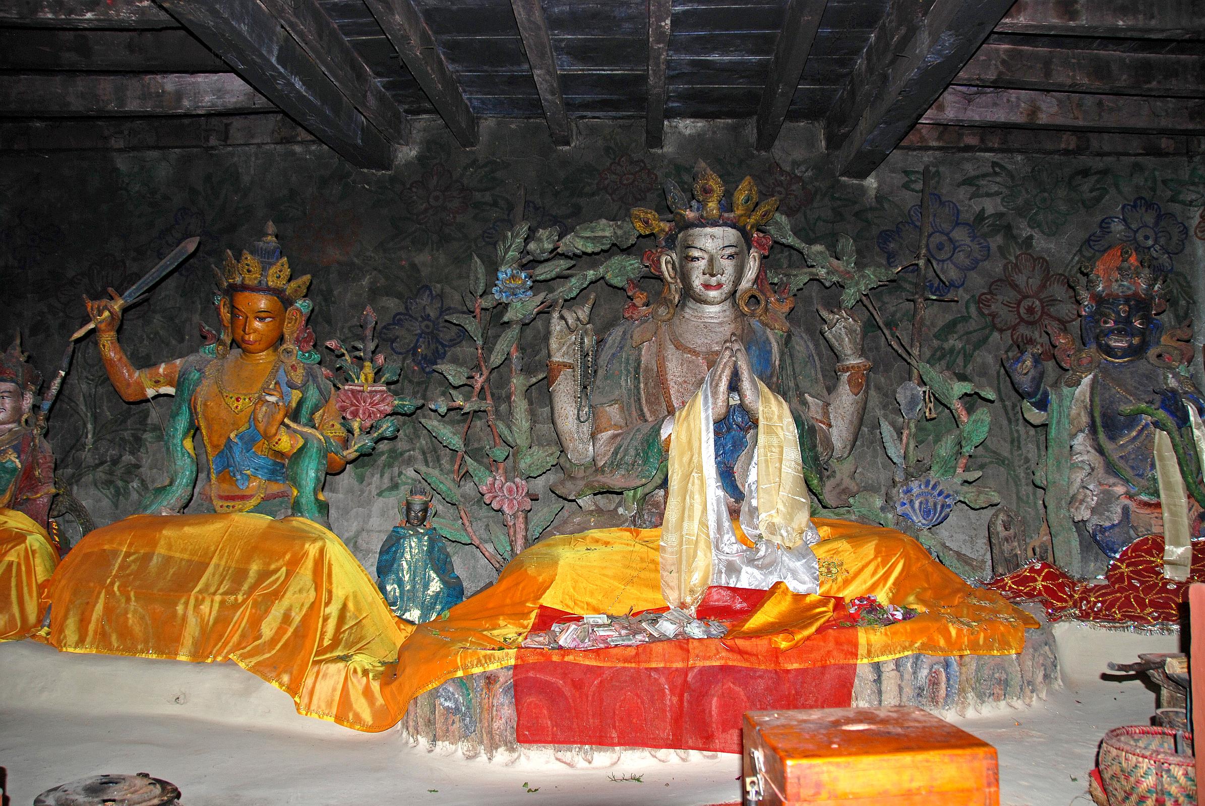 415 Muktinath Jwala Mai Fire Temple Inside Statues Of Manjushri, Avalokiteshvara, Vajrapani 